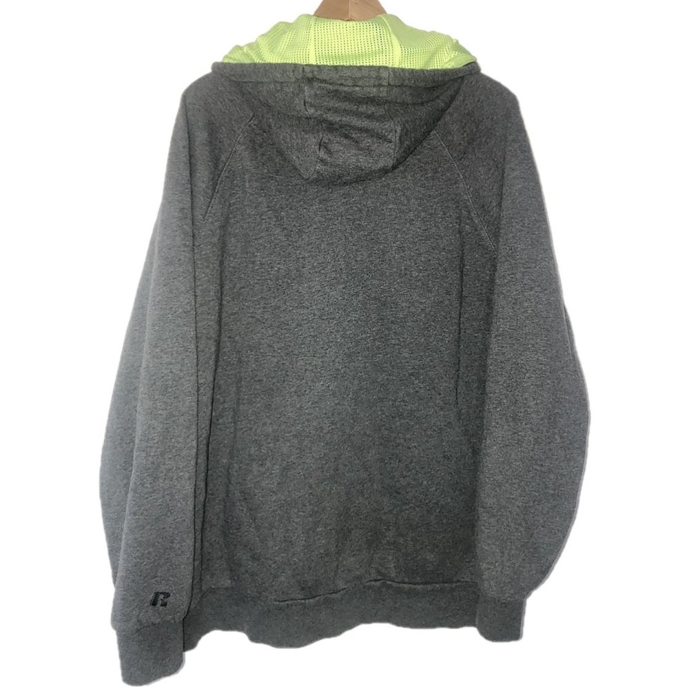 Russell Athletic Hooded Sweatshirt (Gray/Lime Green) - Picture 4 of 6